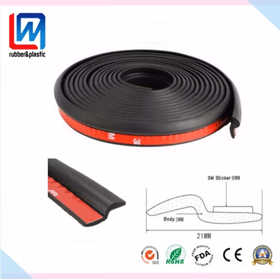 Perfil de borracha esponjosa de espuma de extrusão para portas e janelas de madeira